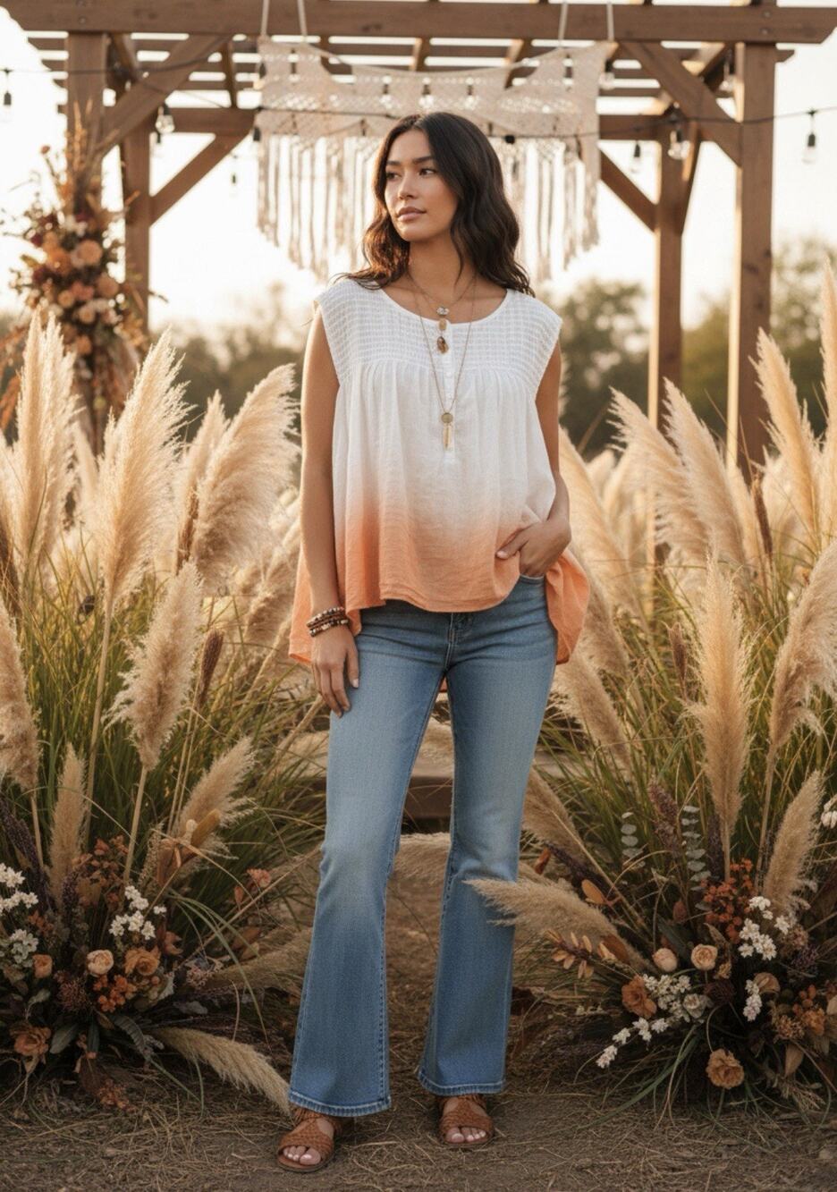 We The Free Boho Peasant Top Medium Gauze Material Oversized Whimsical Costal